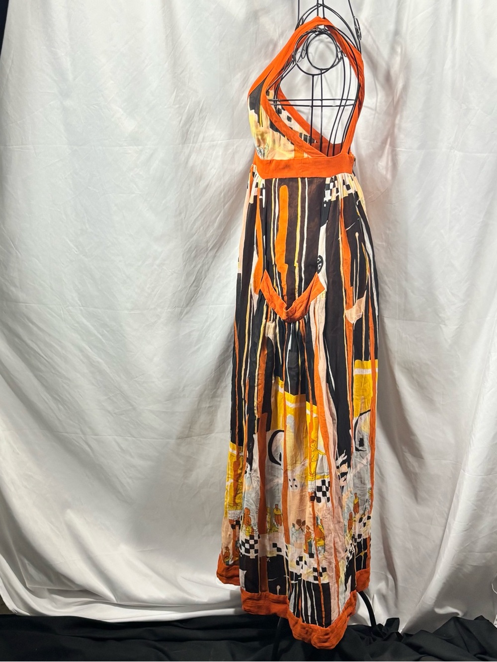 French Connection Orange & Black Striped Maxi Dress - Picture 5 of 7